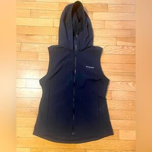 Columbia Black Hooded Windbreaker Vest Women’s S